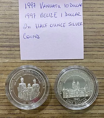 1997 Vanuatu 2 Dollar 1997 Belize 1 Dollar Lot Of Silver Coins • $27