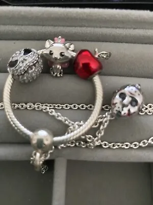 $120 • Buy Genuine Pandora Necklace, O Pendant And Charms Silver 925 Disney