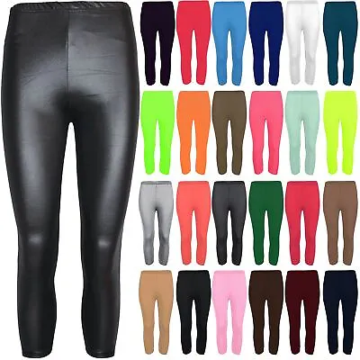 £1.99 • Buy Womens 3/4 Length Plain Basic Short Jeggings Leggings Ladies PVC Viscose Pants