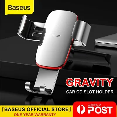 Baseus Metal Gravity Car Phone Holder CD Slot Mount Clip For Iphone 13 Samsung • $17.09