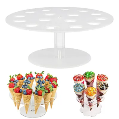 £9.85 • Buy 16 Holes Acrylic Transparent Ice Cream Stand Cake Cone Holder Food Display St#;~