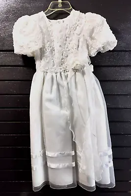 Vintage Lida California USA Pageant Flower Girl Wedding Dress Girls White • $55
