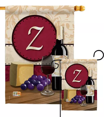 Wine Z Initial Garden Flag Beverages Small Decorative Gift Yard House Banner • $15.95