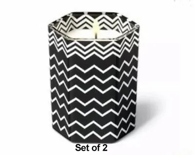  Missioni Soy Candle Black/White ZigZag Amberwood Jasmine Set Of 2 • $13.95