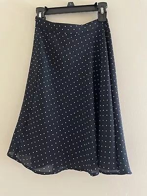 H&M High-waisted Polka Dot Navy A-line Skirt • $10