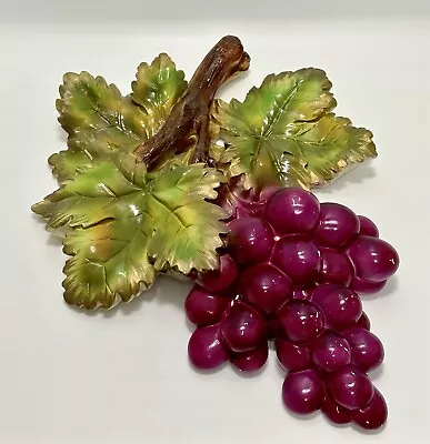 Vintage Chalkware Fruit Plaque Wall Decor Grapes On Vine 17.5  X 13.75  MCM • $26.24