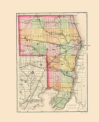 St Clair County Michigan - Walling 1873 - 23.00 X 28.30 • $36.95