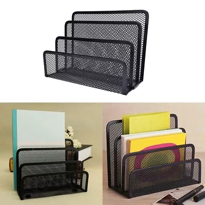 Mesh Letter Paper File Storage Stand Rack Holder Tray Organiser Desktop Office • £6.63