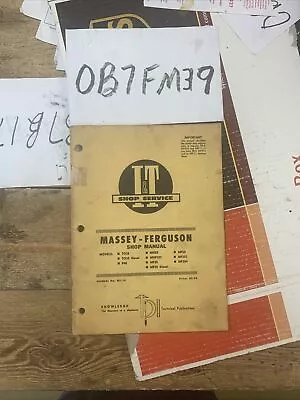 I&T Massey Ferguson TO35 F40 MH50 MHF202 Tractor Service Repair Manual MF-14 • $18.89