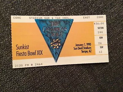 $24.99 • Buy Sunkist Fiesta Bowl Nebraska/Oklahoma Ticket Stub 1/1/90 MINT!!