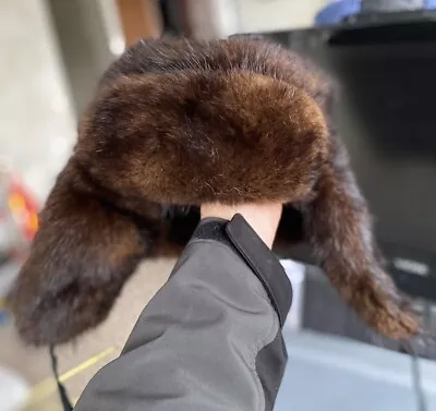 CUSTOM TAILORED MINK FUR HAT ( Russian Ushanka) Vintage Authentic Trapper • $189