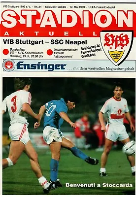 £20 • Buy VfB Stuttgart V SSC Napoli - 1988-89 UEFA Cup Final 2nd Leg - Football Programme