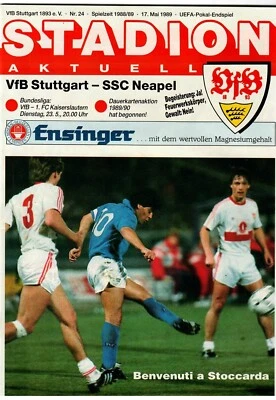 £20 • Buy VfB Stuttgart V SSC Napoli - 1988-89 UEFA Cup Final 2nd Leg - Football Programme