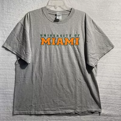 Vtg NCAA Miami Hurricanes Shirt Gray Mens XL Short Sleeve Crew Neck • $8.69