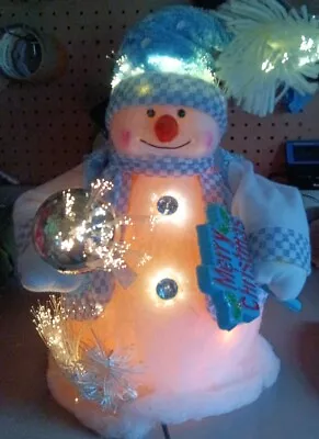 Vintage Fiber Optic 12” Color Changing Holiday Christmas Snowman Works Great 🔴 • $24.99