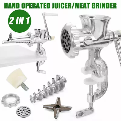 2 In 1 Hand Juicer Juicer Stainless Steel Juicer Meat Grinder Vegetable X1H2 • £22.59