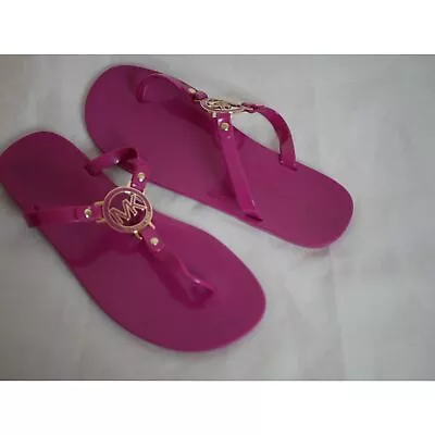 Michael Kors Pink Jelly Sandals With Gold Logo Detail Size 9 • $25
