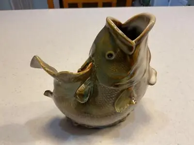 Unsigned Majolica Gurgling Fish-form Pitcher • $199.99