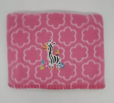 Nojo Little Bedding Baby Blanket Pink Flowers Zebra Sewn Trim Girl Security B69 • $16.14