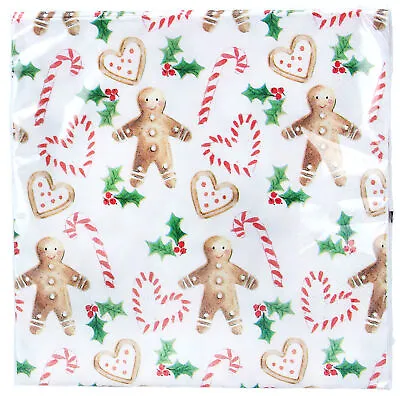 £3.99 • Buy 20 X Gisela Graham Gingerbread Man & Candy Canes Christmas Paper Party Napkins