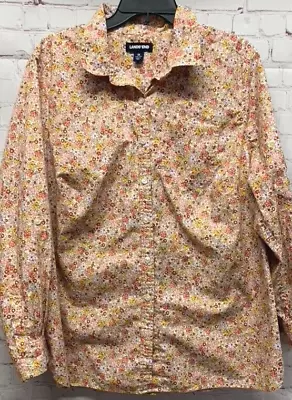 Land's End Button Shirt Long Sleeve Floral Print Plus 1X Women • $27.88