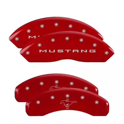 MGP Caliper Covers Fits: 2015-2020 Ford Mustang - Set Of 4: Red Finish Silver M • $274.55