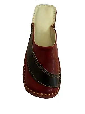Mens Genuine Brown Leather Clogs Shoes Mules Shoe Leather Sole Handmade In India • £37.19