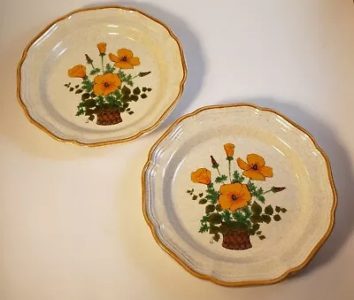 Mikasa Petunias Salad Plates 8  EC 401 Garden Club ~2 Vintage Stonware Plates  • $15