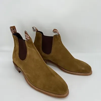 RM Williams Adelaide Boots Womens AU 10D EU 41 Suede Leather Tobacco Work Shoes • $390