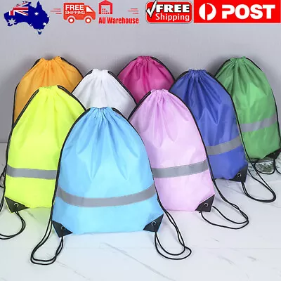 5X Tote Gym Bag Sport Pack String Drawstring Backpack Cinch Sack School Capacity • $19.75