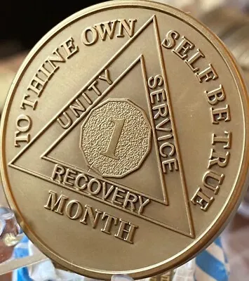 1 Month AA Medallion Large 1.5  Heavy Bronze 30 Day Sobriety Chip • $3.99