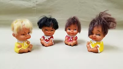 Lot Of 4 Vintage Moody Cuties Vinyl Rubber Toy Dolls 1960s Korean 3.5” • $30