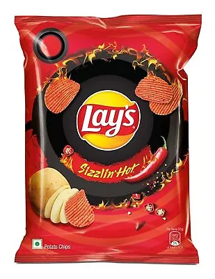 Lay's Potato Chips Sizzlin' Hot Flavour 48 Grams Crisps India Lays Wafers Snacks • £4.68