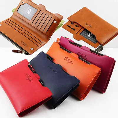 Long Leather Women Wallet Clutch Envelope Bag Bifold Purse Cash Card Holder Gift • $8.49