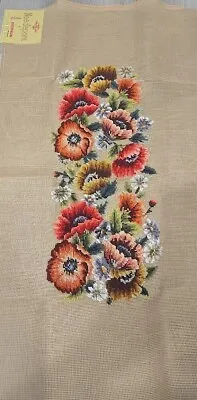 Vtg Needlepoint Canvas Madeira Creations Reynolds Floral Spray  20x35  Preworked • $52