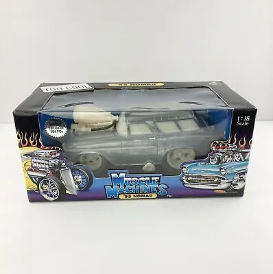 Muscle Machines 1:18  California Too Cool   ‘55 Chevy Nomad Limited RAW Steel • $74.99