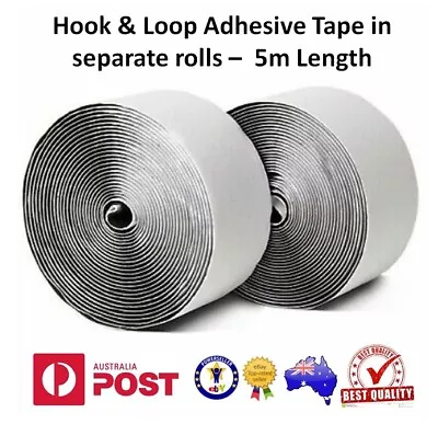 Seperate Hook & Loop Rolls Self Adhesive Sew On Tape Black & White 5m Length • $11.95