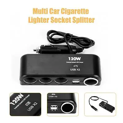 4 Way Multi Car Cigarette Lighter Socket Splitter USB Charger Power Adapter 12V • £8.09