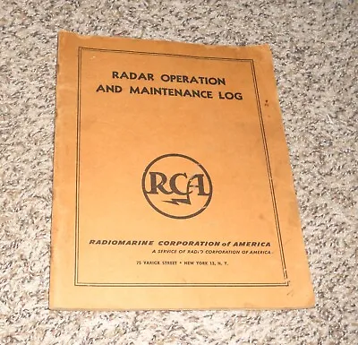 Vintage 1950s Rca Radar Operation Maintenance Log Book Radiomarine Submarine • $24.95