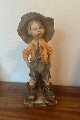 Vintage Capodimonte Giuseppe Armani Statue Boy W Pipe Gulliver's World Italy • $49.50