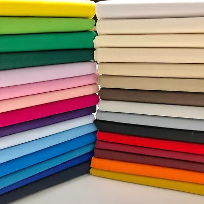 100% Cotton Plain Solid Fabric Sheeting Craft 60  150cms Wide 150GSM 30+ Colours • £6.94