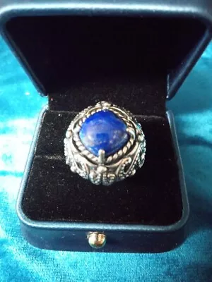 Carolyn Pollack Relios 925 Sterling Silver Lapis Lazuli Ornate Ring Size 10 • $65