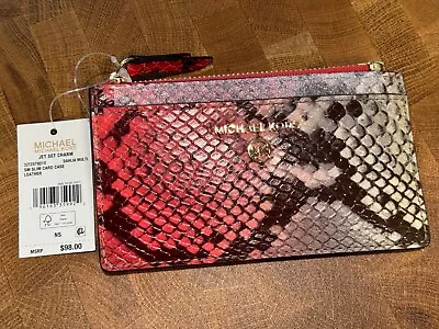 Michael Kors Jet Set Python Snakeskin Embossed Slim Card Case Leather Wallet • $67.99