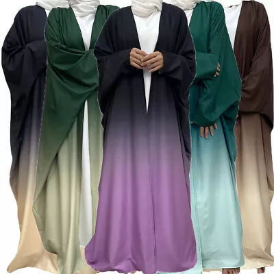 Abaya Women Muslim Batwing Sleeve Maxi Dress Dubai Kaftan Islamic Robe Arab Gown • $35.99