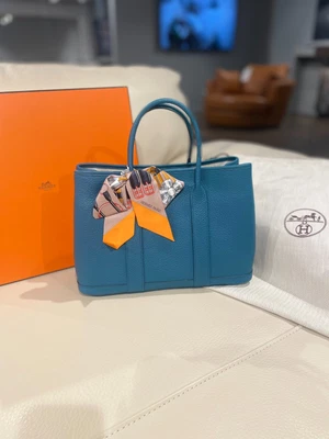 $4099 • Buy Hermes Garden Party 30 Negonda Leather Palladium Hardware 