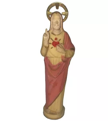 Vintage Sacred Heart Of Jesus Statue Figurine PLastic  China 4  High • $9.09