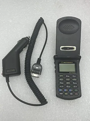 $35 • Buy Vtg Motorola Startac Flip Phone (tested Working) Broken Antenna + Car Charger