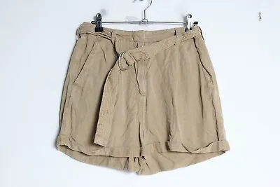 £3.99 • Buy Topshop Womens Safari Chino Shorts With Belt - Camel - Size 10 (v-k1)
