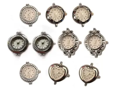 10PCS Mixed Lot Of Silver Tone Quartz Watch Face Links For Bracelet Jewelry Make • £43.19
