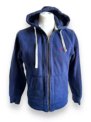 Vintage Polo Ralph Lauren Zip Hoodie Navy Blue Men's Small Red Pony Horse • £30